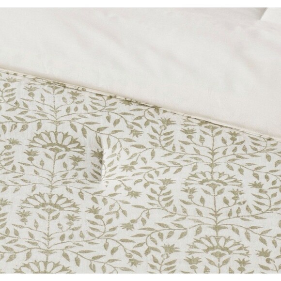 Threshold Cotton Comforter Set Traditional Vine Pattern, Green, Full/Queen NEW - Picture 3 of 7